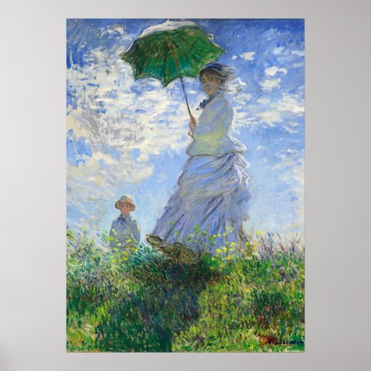 Woman with a Parasol, Madame Monet and Her Son ポスター (正面)