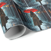 Woman With a Red Umbrella and Briefcase ラッピングペーパー (ロールコーナー)