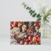 Woman with apples and grapes ポストカード (スタンド正面)