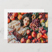 Woman with apples and grapes ポストカード (正面/裏面)