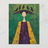 Woman With Birds on Her Head  ポストカード (正面)