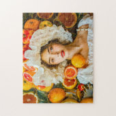 Woman with citrus fruits and flower garland ジグソーパズル (縦)