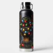 WOMAN WITH COLORFUL CHRISTMAS LIGHTS IN HER HAIR ウォーターボトル (背面)