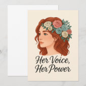 Woman with Floral Headpiece, Female Empowerment 招待状 (正面/裏面)