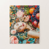 Woman with fruit and floral rose decor ジグソーパズル (縦)