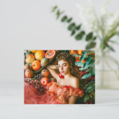Woman with fruits and flowers portrait style ポストカード (スタンド正面)