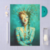 Woman with Gold Mask and Ivy Crown EN1L Decoupage 薄葉紙 (クラフト)