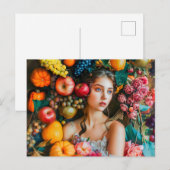 Woman with grapes and floral arrangement ポストカード (正面/裏面)