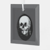 Woman With Halloween Cranium Reflection In Mirror ガラスオーナメント (正面左)