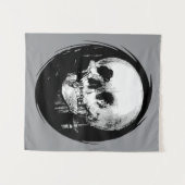 Woman With Halloween Cranium Reflection In Mirror タペストリー (正面(横))