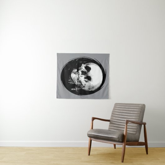 Woman With Halloween Cranium Reflection In Mirror タペストリー (インサイチュ(横))