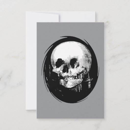 Woman With Halloween Cranium Reflection In Mirror 招待状 (正面)