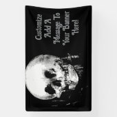 Woman With Halloween Cranium Reflection In Mirror 横断幕 (縦)