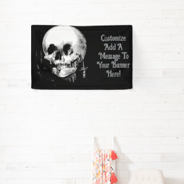 Woman With Halloween Cranium Reflection In Mirror 横断幕