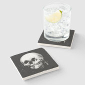 Woman with Halloween Skull Reflection In Mirror ストーンコースター (横)