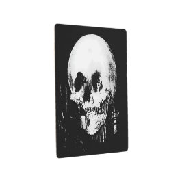 Woman with Halloween Skull Reflection In Mirror メタルプリント