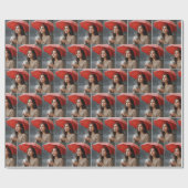 Woman With Hot Coffee Cup Under a Red Umbrella ラッピングペーパー (フラット)