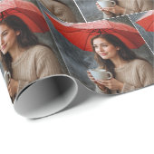Woman With Hot Coffee Cup Under a Red Umbrella ラッピングペーパー (ロールコーナー)