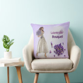 Woman with Lavender Bouquet Throw Pillow クッション (椅子)