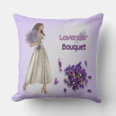Woman with Lavender Bouquet Throw Pillow クッション (正面)