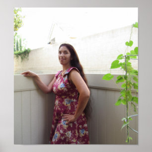 Woman With Long Hair Next To Morning Glory Vine ポスター