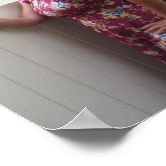 Woman With Long Hair Next To Morning Glory Vine ポスター (角)