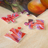 Woman with mixed fruits and floral decor ジグソーパズル (側面)