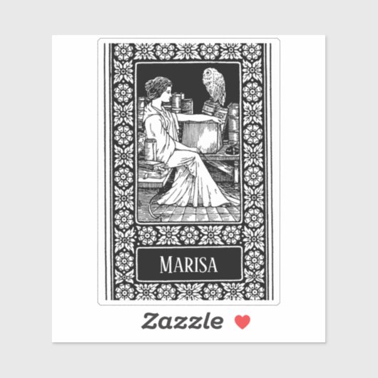  Woman with Owl, Books & Classical Library シール (シート)