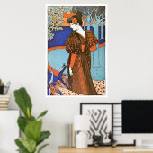 Woman with Peacocks – Louis Rhead ポスター (ホームオフィス)
