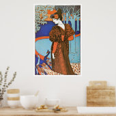 Woman with Peacocks – Louis Rhead ポスター (キッチン)