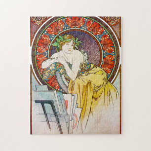Woman with Poppy, Mucha ジグソーパズル