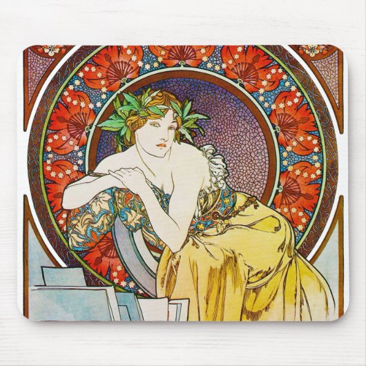Woman with Poppy, Mucha マウスパッド (正面)