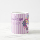 Woman with Pretty Flower Hair Purple Quote コーヒーマグカップ (中央)