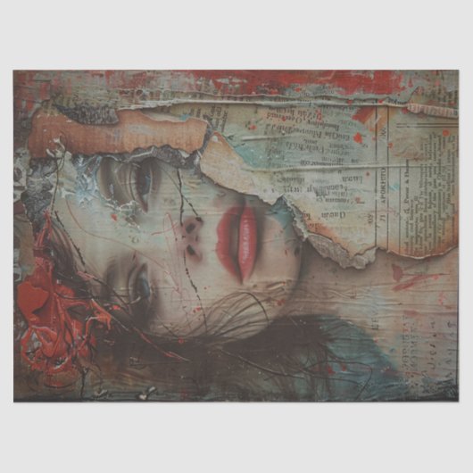 Woman with Red Lips Decoupage 薄葉紙 (正面)