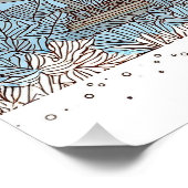 Woman with reindeer in the snow by log cabin ポスター (コーナー)