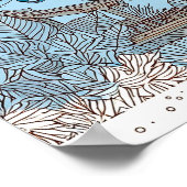 Woman with reindeer in the snow by log cabin ポスター (角)