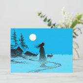 Woman with reindeer in the snow under a full moon シーズンカード (スタンド正面)