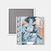 Woman with Rose, Mucha マグネット (正面/裏面)