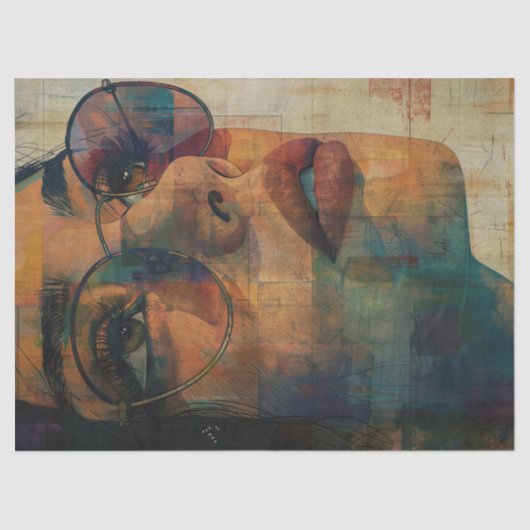 Woman with Sunglasses Decoupage 薄葉紙 (正面)