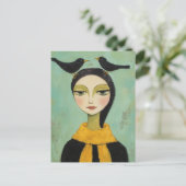 Woman with Two Black Birds ポストカード (スタンド正面)