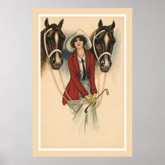 Woman with Two Horsesポスター ポスター