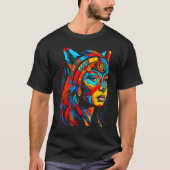 Woman Wolf Head Native American Creative Tシャツ (正面)