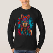 Woman Wolf Head Native American Intuitive Tシャツ (正面)