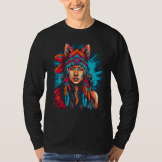 Woman Wolf Head Native American Intuitive Tシャツ