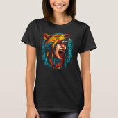 Woman Wolf Head Native American Powwow Tシャツ (正面)