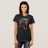 Woman Wolf Head Native American Spiritually Connec Tシャツ (正面フル)