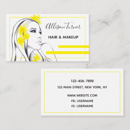 Woman Yellow flowers in Hair エレガント Make artist 名刺