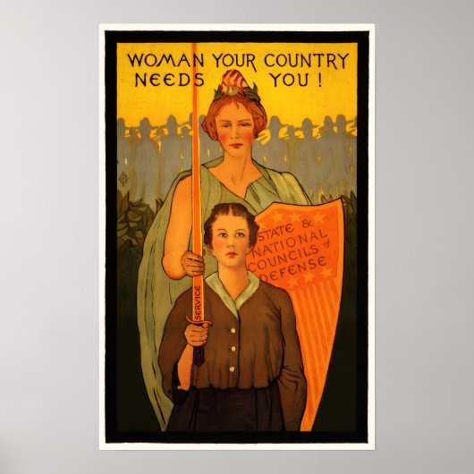WOMAN! Your Country Needs You! War Recruitment ポスター (正面)
