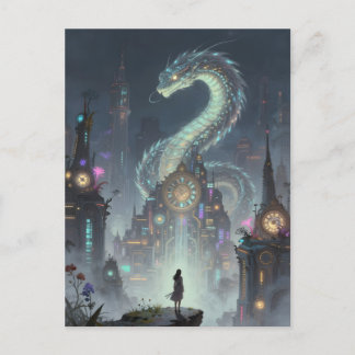  Womanon a Precipice Overlooking on Ancient City ポストカード