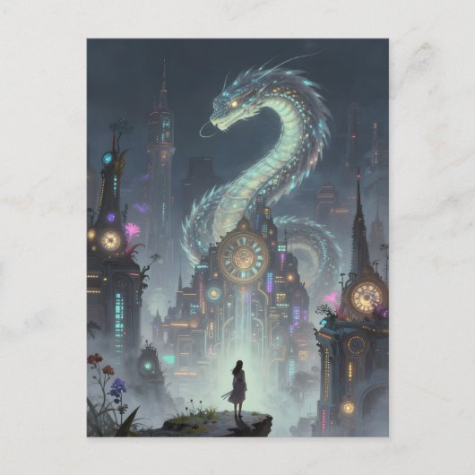  Womanon a Precipice Overlooking on Ancient City ポストカード (正面)